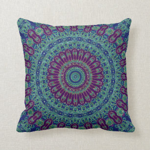 Purple, Blue and Green Mandala Cushion