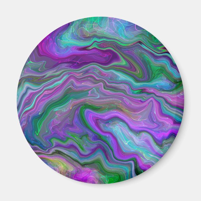Purple, Blue and Green Marble Abstract Art Magnet (Front)