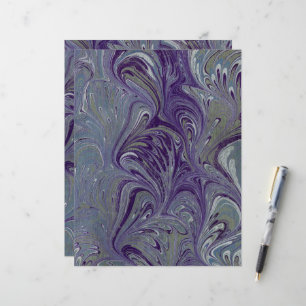 Purple, Blue, and Green Marbled Paper