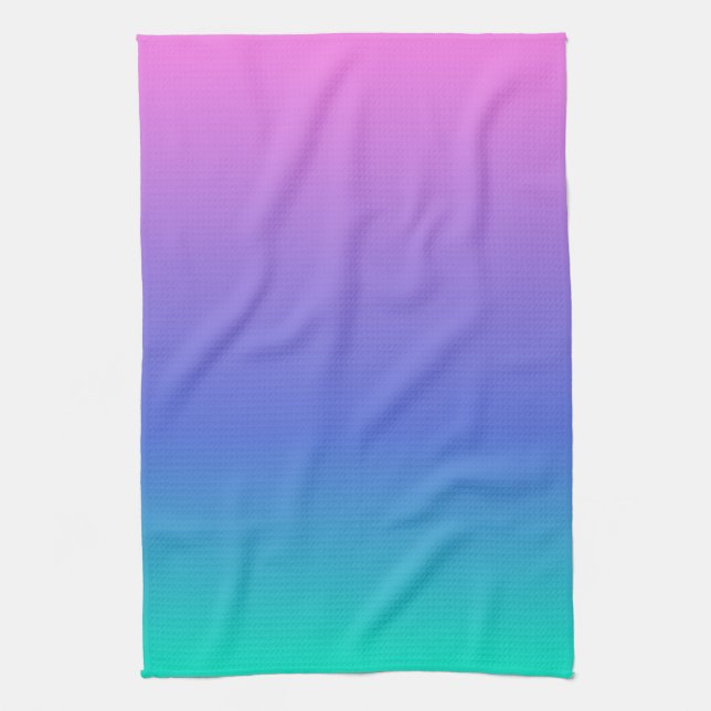 Purple blue and green ombre background tea towel (Vertical)