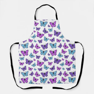 Purple, Blue, and Pink Butterfly Pattern Apron