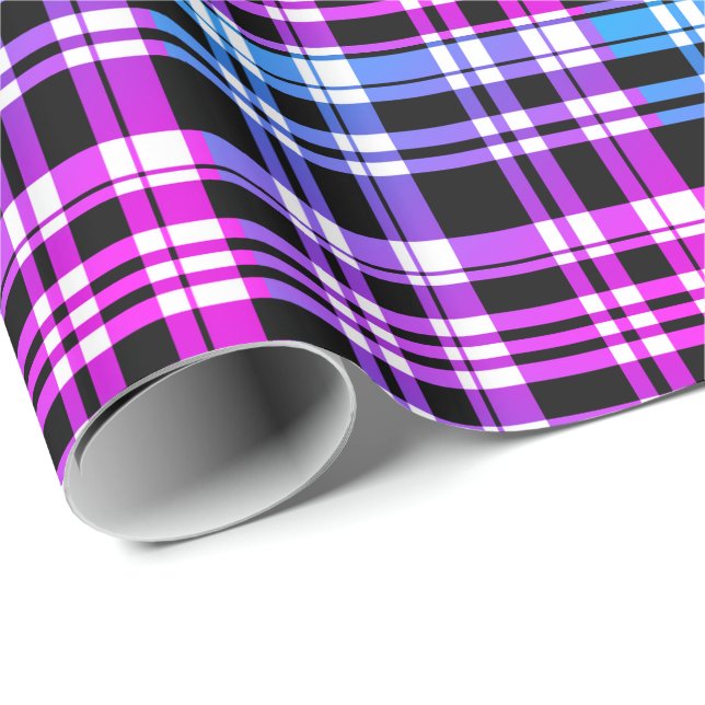Purple blue and pink  Plaid Wrapping Paper (Roll Corner)