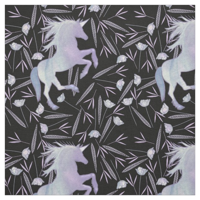 Purple Blue and Pink Unicorn Pattern Fabric (Swatch)