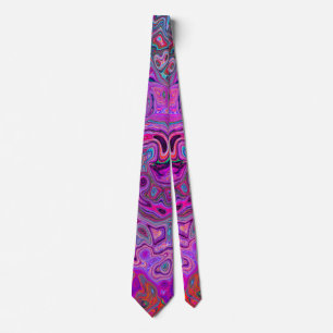 Purple, Blue and Red Abstract Retro Swirl Tie