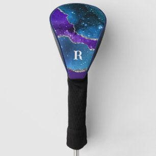 Purple Blue and Silver Glitter Monogrammed Golf Head Cover