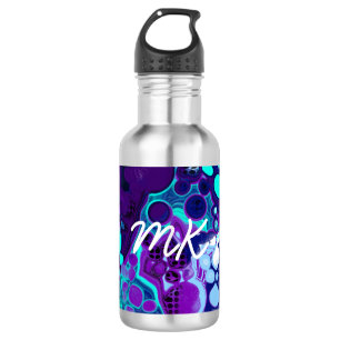 Purple, Blue and Teal Abstract Fluid Art 532 Ml Water Bottle