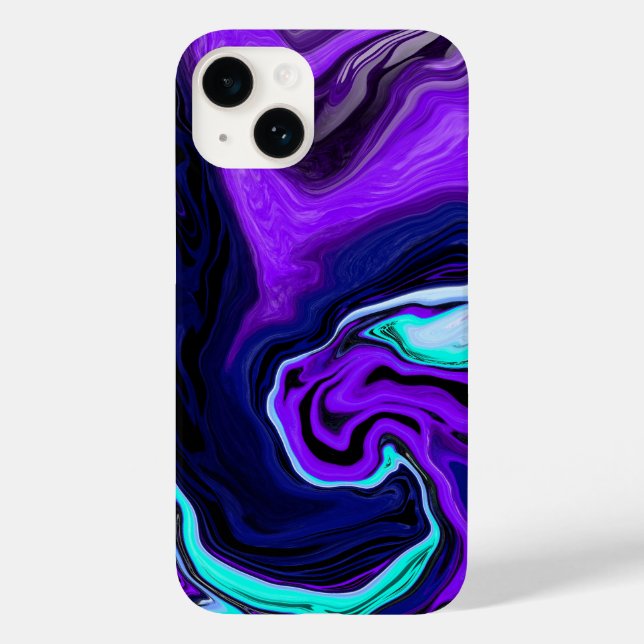 Purple, Blue and Teal Abstract Fluid Art   Case-Mate iPhone Case (Back)