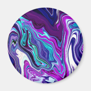 Purple, Blue and Teal Abstract Fluid Art  Magnet