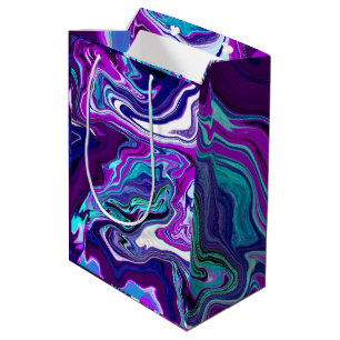 Purple, Blue and Teal Abstract Marble Art Medium Gift Bag