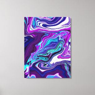 Purple, Blue and Teal Abstract Modern Art     Canvas Print