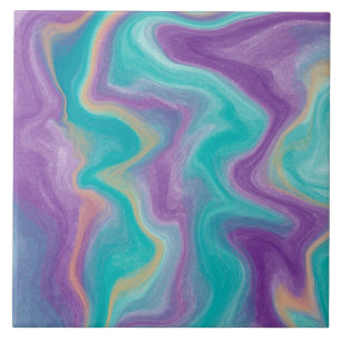 Purple, Blue and Teal Fluid Art Tile