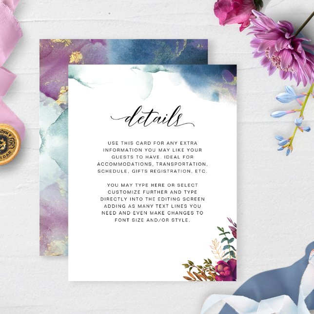 Purple, Blue and Teal, Mystic Garden Details Enclosure Card (Creator Uploaded)
