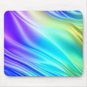 Purple, Blue and Teal Silky Satin Waves Mouse Mat