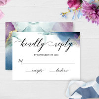 Purple, Blue and Teal Watercolor Wedding RSVP