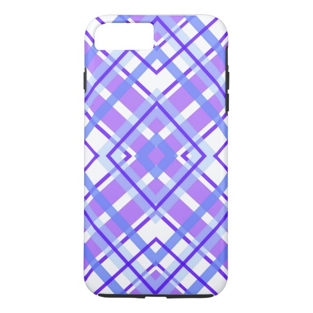 Purple, Blue and White Geometric Plaid Case-Mate iPhone Case (Back)