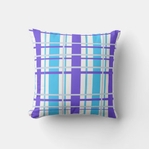 Purple Blue and White Plaid Cushion