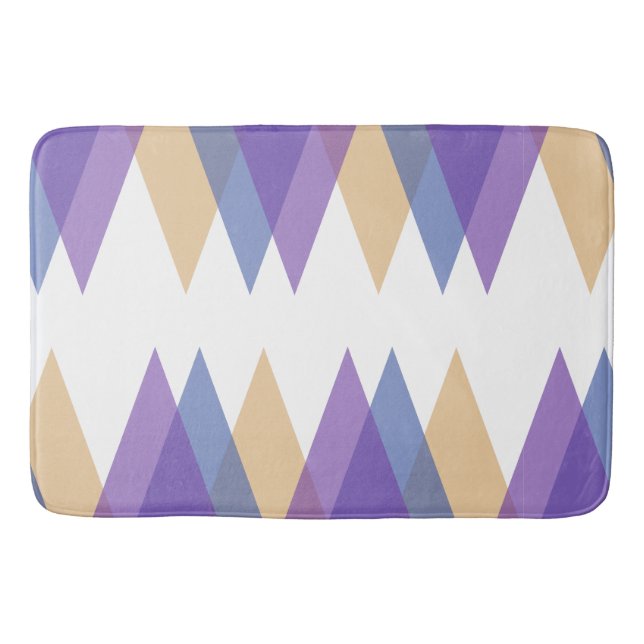 Purple, blue and yellow triangles bath mat (Front)