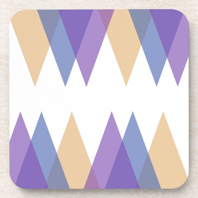 Purple, blue and yellow triangles coaster (Front)