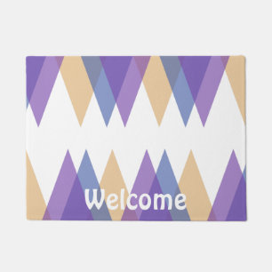 Purple, blue and yellow triangles doormat