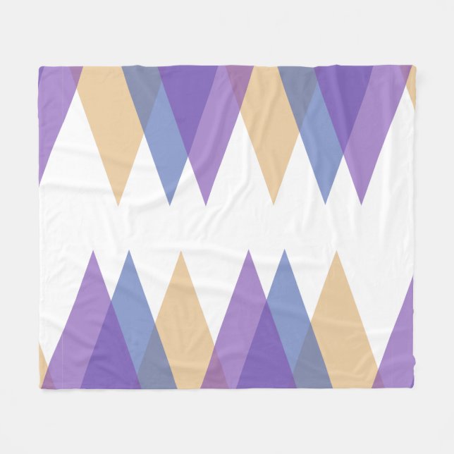 Purple, blue and yellow triangles fleece blanket (Front (Horizontal))