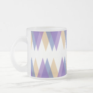 Purple, blue and yellow triangles frosted glass coffee mug