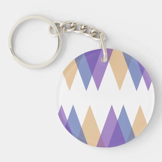 Purple, blue and yellow triangles key ring (Front)