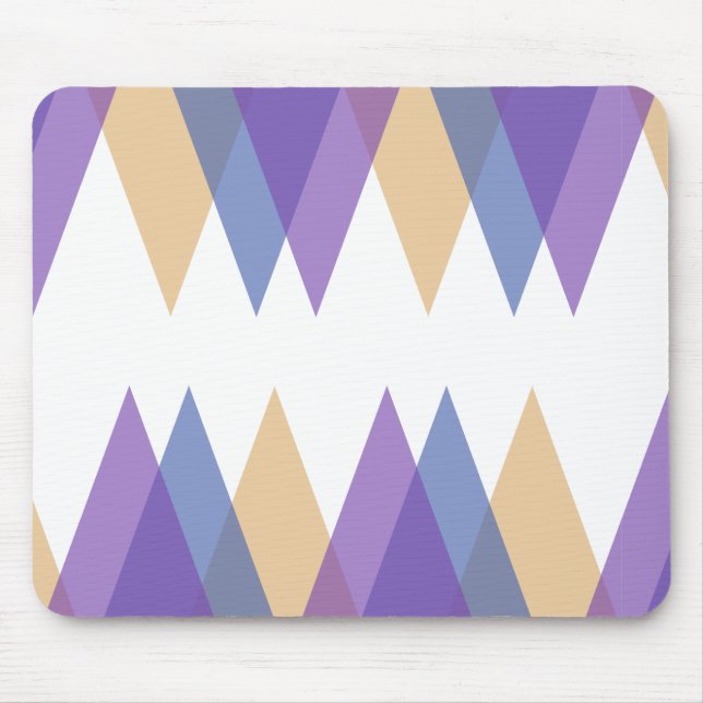 Purple, blue and yellow triangles mouse mat (Front)