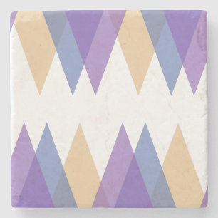 Purple, blue and yellow triangles stone coaster
