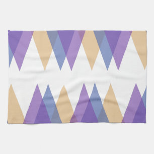 Purple, blue and yellow triangles tea towel