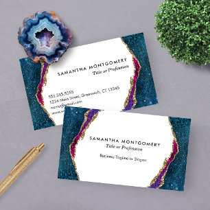 Purple Blue Aqua Gold Veins Agate Professional Business Card