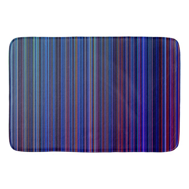 Purple blue aqua  retro  stripe bath mat (Front)