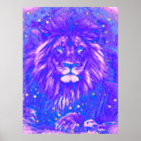 *~* Purple Blue Art Artistic Celestial LION AP23