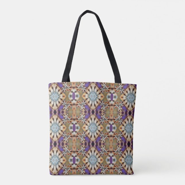 Purple, Blue & Beige Tribal Inspired  Tote Bag (Back)