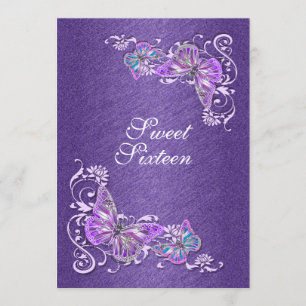Purple blue birthday engagement wedding invitation