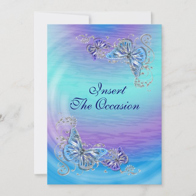 Purple blue birthday engagement wedding invitation (Front)