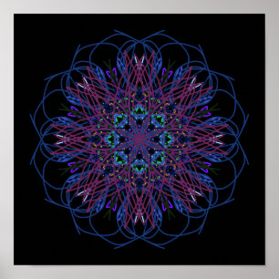Purple Blue Black Abstract Art Kaleidoscope Poster