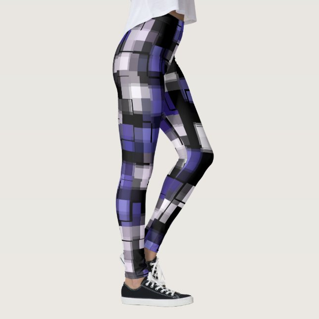 Purple Blue Black White Trendy Leggings (Right)