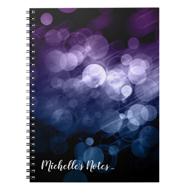 Purple & Blue Bokeh Circles Pattern Notebook (Front)