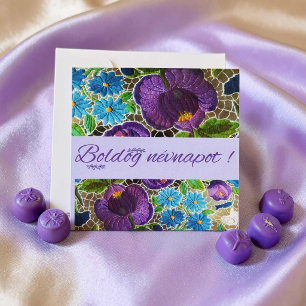 Purple - blue bold Hungarian embroidery - name day