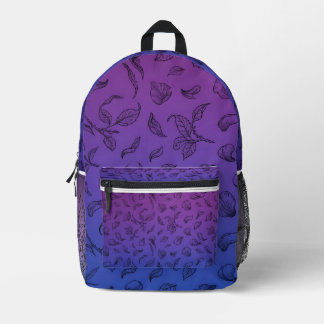 Purple Blue Botanical Line Art Backpack