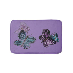 Purple Blue Butterflies Art Custom Colour Bath Mat