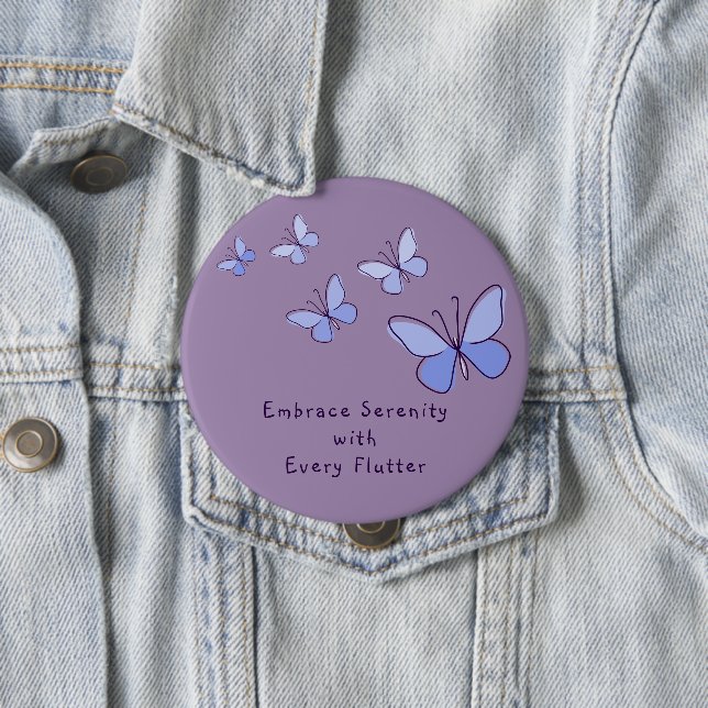 Purple Blue Butterfly Doodle Your Motto Violet 10 Cm Round Badge (In Situ)