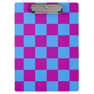 Purple Blue Chequered Check Pattern Clipboard