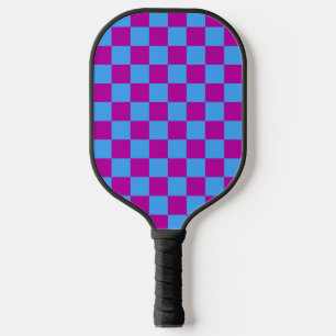 Purple Blue Chequered Check Pattern Pickleball Paddle
