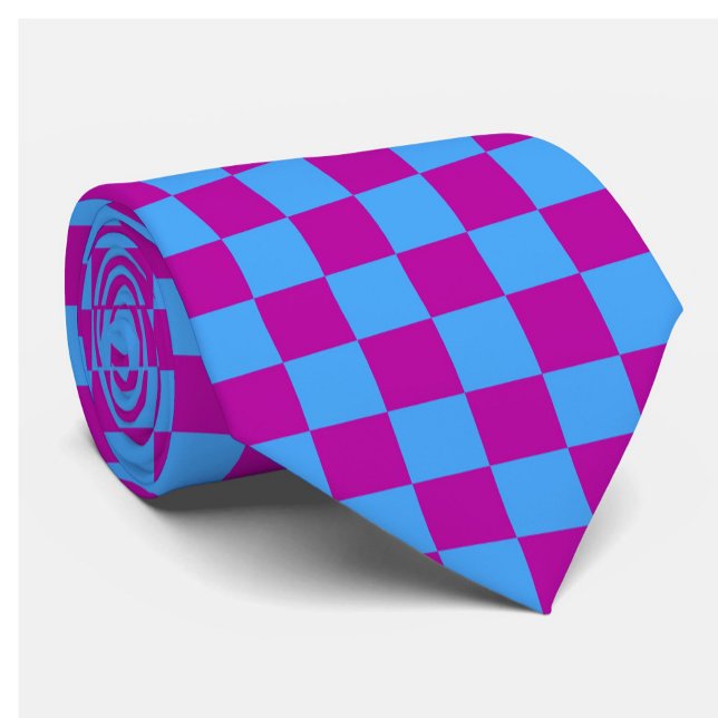 Purple Blue Chequered Check Pattern Tie (Creator Uploaded)