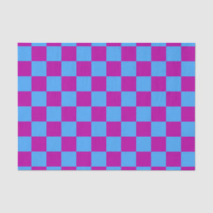 Purple Blue Chequered Check Pattern Tissue Paper
