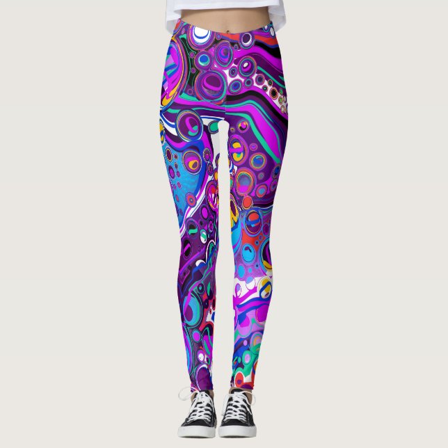 Purple, Blue Colourful Bubbles Abstract Modern     Leggings (Front)