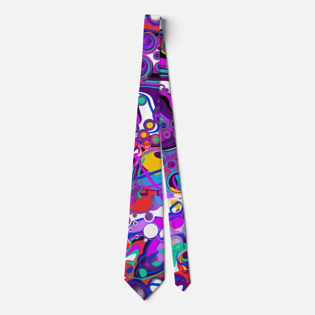 Purple, Blue Colourful Bubbles Abstract Modern    Tie (Front)
