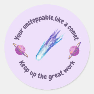 Purple blue comet Saturn teacher reward  Classic Round Sticker
