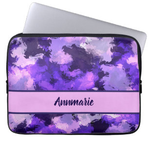 Purple Blue & Cool Abstract Shapes Pattern Laptop Sleeve